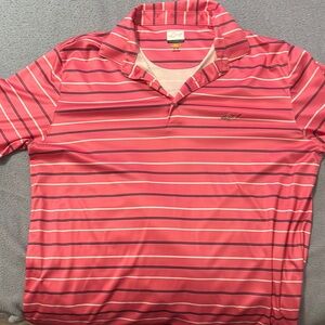 Greg Norman Collection Pink Polo Shirt with Dynamic Stripes